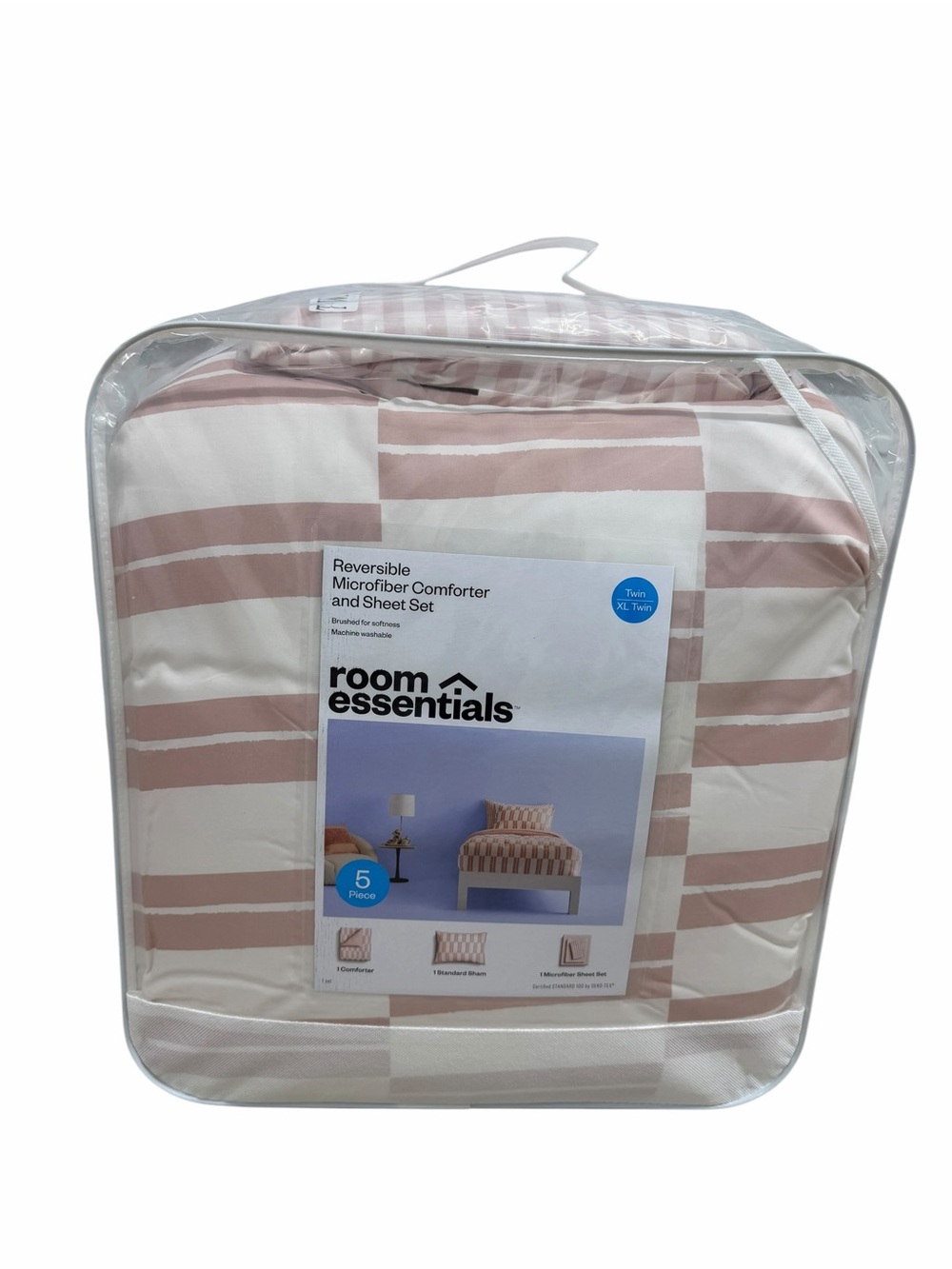 5 Piece NEW Twin XL Twin Reversible Comforter & Sheet Set